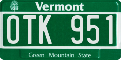 VT license plate OTK951