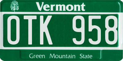 VT license plate OTK958