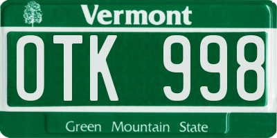 VT license plate OTK998