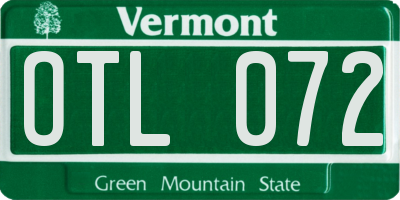 VT license plate OTL072