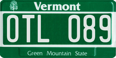 VT license plate OTL089