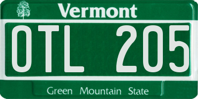 VT license plate OTL205
