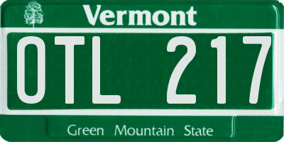 VT license plate OTL217