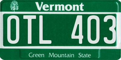 VT license plate OTL403