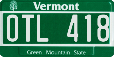 VT license plate OTL418