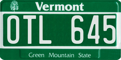 VT license plate OTL645