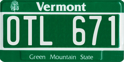 VT license plate OTL671