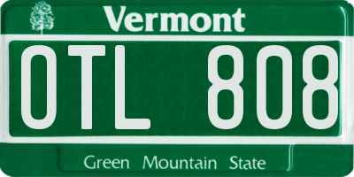 VT license plate OTL808