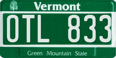 VT license plate OTL833