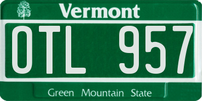 VT license plate OTL957