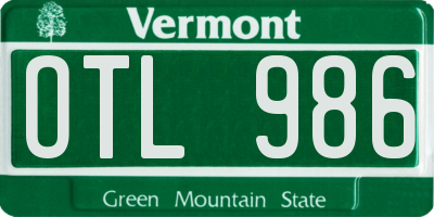 VT license plate OTL986