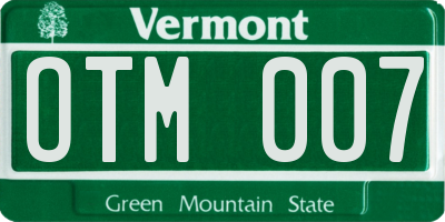 VT license plate OTM007