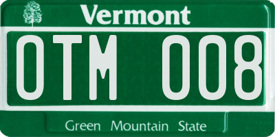 VT license plate OTM008