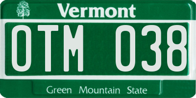 VT license plate OTM038