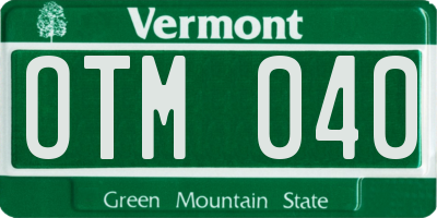 VT license plate OTM040