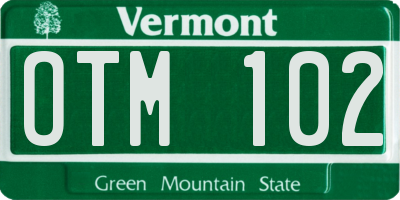 VT license plate OTM102