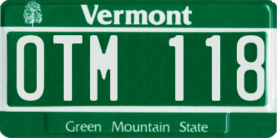 VT license plate OTM118