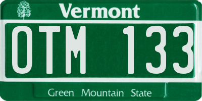 VT license plate OTM133