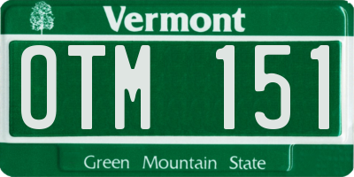 VT license plate OTM151