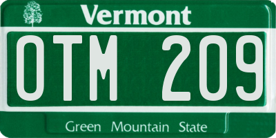 VT license plate OTM209