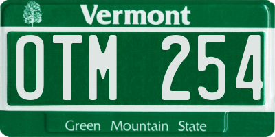 VT license plate OTM254