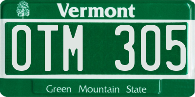 VT license plate OTM305