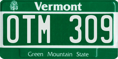 VT license plate OTM309