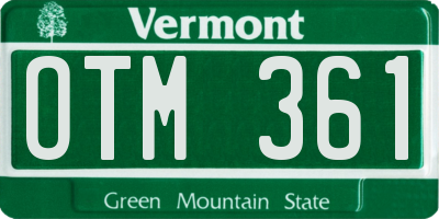 VT license plate OTM361