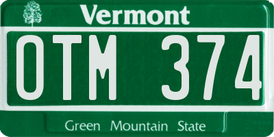 VT license plate OTM374