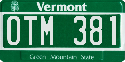 VT license plate OTM381