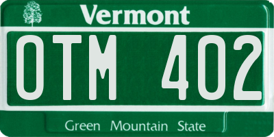 VT license plate OTM402