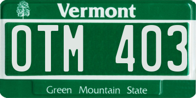 VT license plate OTM403