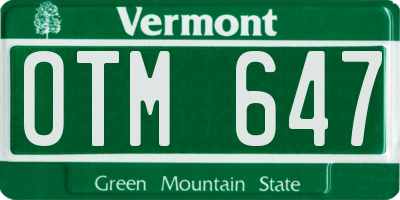 VT license plate OTM647