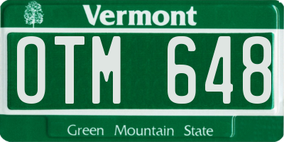 VT license plate OTM648