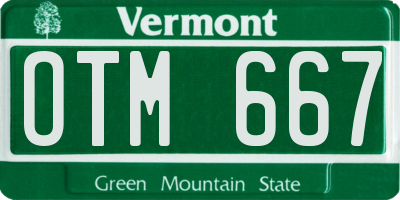 VT license plate OTM667