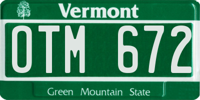 VT license plate OTM672