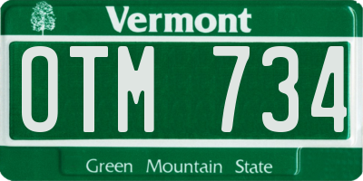 VT license plate OTM734