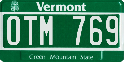 VT license plate OTM769