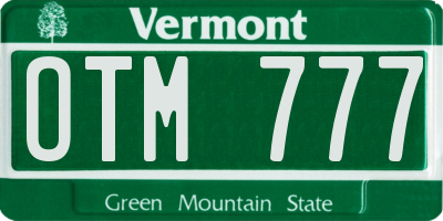 VT license plate OTM777