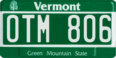 VT license plate OTM806