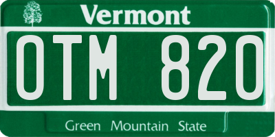 VT license plate OTM820