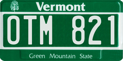 VT license plate OTM821