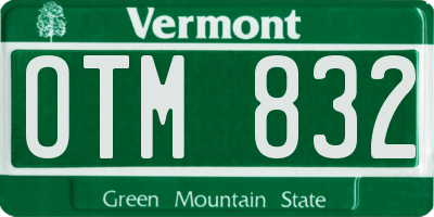 VT license plate OTM832