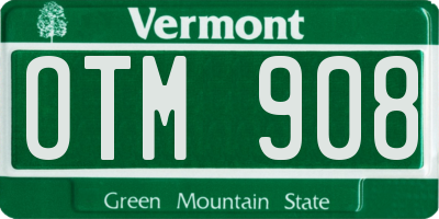 VT license plate OTM908