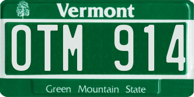 VT license plate OTM914
