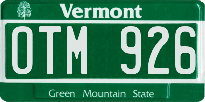 VT license plate OTM926