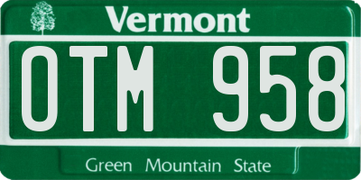 VT license plate OTM958