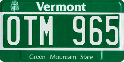 VT license plate OTM965