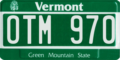 VT license plate OTM970