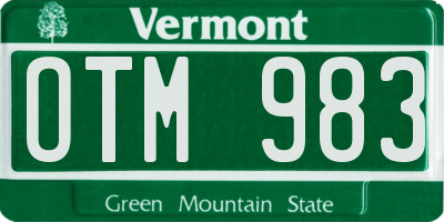 VT license plate OTM983